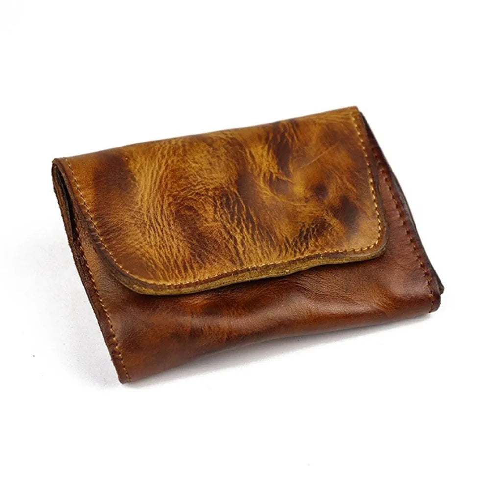 New Simple Men Wallets High Quality Genuine Cow Leather Coin Pocket Retro Handmade Male Purses Card Holder Men's Money Clips