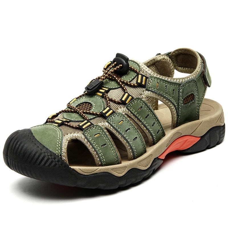 New Men's Sandals Soft Genuine Leather Sandals Shoes Men Large Size Outdoor Summer Shoes Comfort Beach Sandals Roman Men Shoes