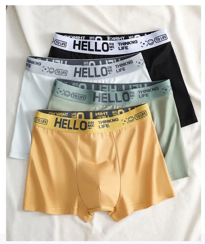 Men's Mid-Waist Thin Briefs Breathable Comfortable Large Size Sports Boxer Shorts Youth Flat Briefs Underwear Polyester Fiber