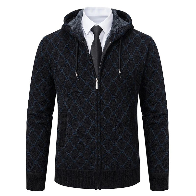 Winter plus velvet padded cardigan sweater men's sweater warm coat
