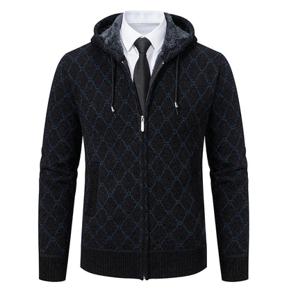 Winter plus velvet padded cardigan sweater men's sweater warm coat
