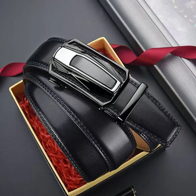 Genuine Leather Fashionable luxury men belt alloy automatic buckle business belt for men jeans decorative belt male