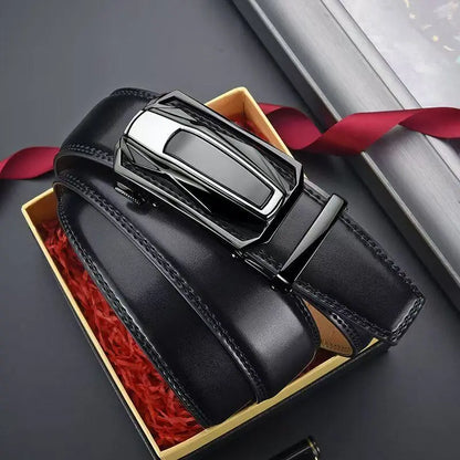 Genuine Leather Fashionable luxury men belt alloy automatic buckle business belt for men jeans decorative belt male