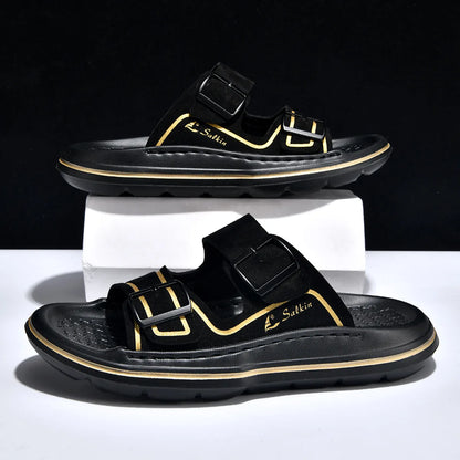 Men's Slippers 2026 Summer Outdoor Beach Sandals Non Slip Flip Flops New Flat Slippers High Quality Men's Shoes Home Slippers
