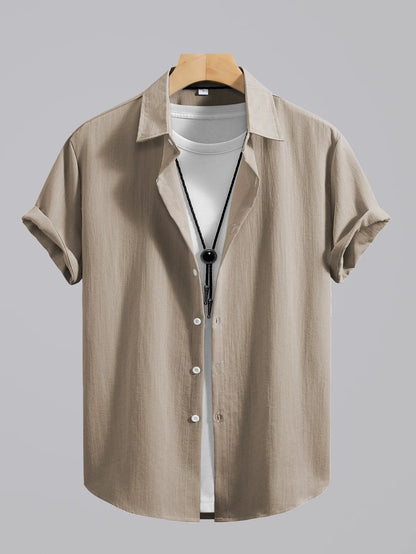 2026 Men's Simple and Fresh Shirt - Street Fashion Loose Quick-Drying Casual Shirt-Hawaiian Vacation Style Solid Collar Cardigan