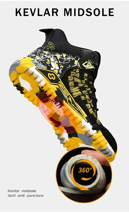 High Top Safety Shoes Men Anti Smashing Anti Puncture Work Shoes Men Work Safety Boots Men's Fashion Security Protective Boots