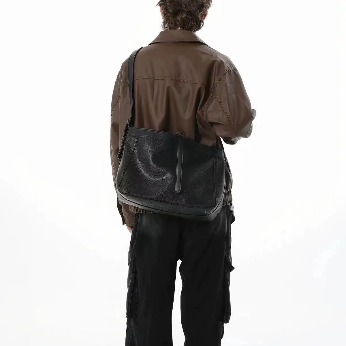 New Fashion Men's Crossbody Bag Large Capacity Crossbody Bags Men Women High Quality Leather Shoulder Bag Men Sports Cycling Bag