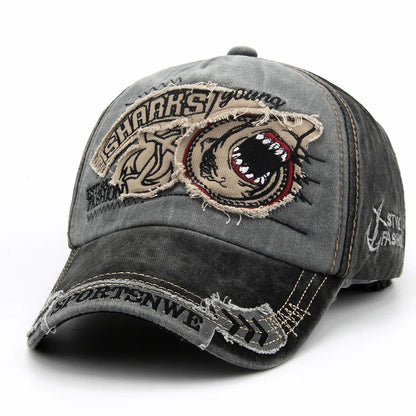 Summer Men Baseball Cap Cotton Fashion Shark Embroidery Vintage Casual Visor Hat For Women Snapback Hip Hop Caps Unisex