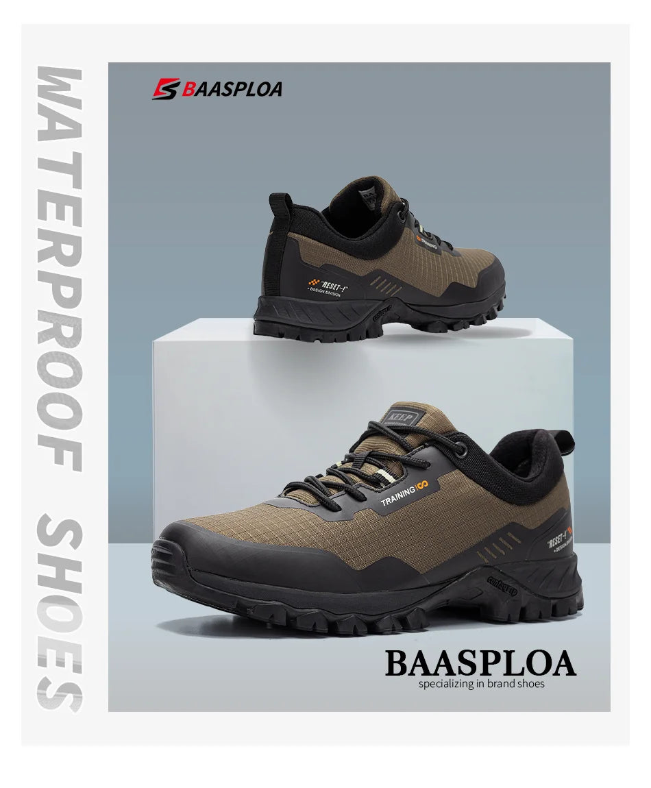 Baasploa Men Hiking Shoes New Outdoor Climbing Waterproof Non-slip Wear-resistant Sneakers Male Casual Lace-Up Walking Shoes ﻿
