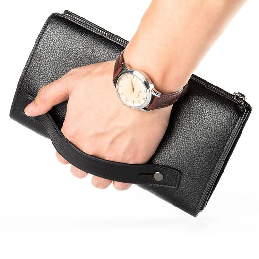Baellerry Large Capacity Phone Pocket New Men Wallets Handbag Brand Card Holder Zipper Male Wallets Passport Case Men's Purses
