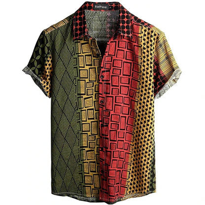 Summer Men's Casual Hawaiian Floral 3D Full-Print Button Shirt Short Sleeve - Tropical Beach Men's Quick-Drying Breathable Top