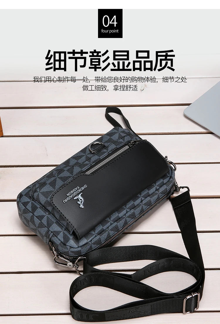 Business Men's Clutch Bags High Quality PU Leather Man's Small Shoulder Bag Multi-Functional Men Handbag Bag With Waist Strap