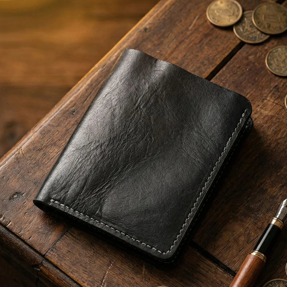 Vintage Genuine Leather Men Wallet High Quality Card Holder Large Capacity Durable Male Money Clips