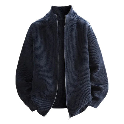 Cardigan Sweater Men's Knitted Sweater Spring and Autumn Fleece Thickened Outer Wear Loose  New Coat