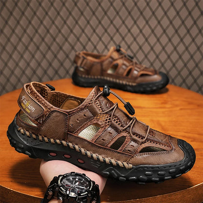 Anti-collision Toe Mens Soft Sole Summer Flats Sandals New Slippers Breathable Beach Shoes Outdoor Casual Shoe Large Size 38-48