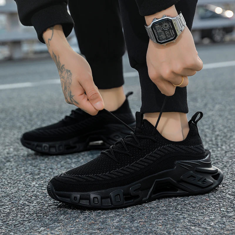 Trendy Men's Easiest for Match Breathable New Sports Shoes - Breathable Woven Upper with Striped Design, Lightweight and Plaid, Sports Shoes for Running, and Training Wear