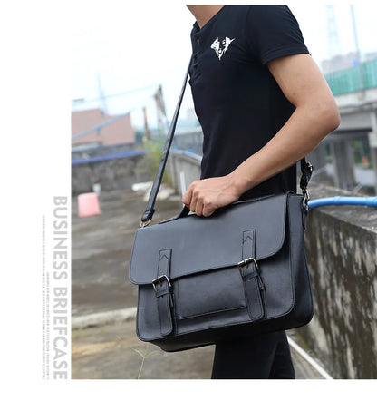 Retro Fashion Messenger Bag Men Luxury PU Leather Crossbody Bags Men Handbag Briefcases Laptop Bag Men Shoulder Messenger Bags