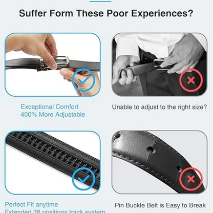 OYIFAN Automatic Ratchet Belt for Men - Genuine Leather Strap with Alloy Buckle, Durable for Daily Wear