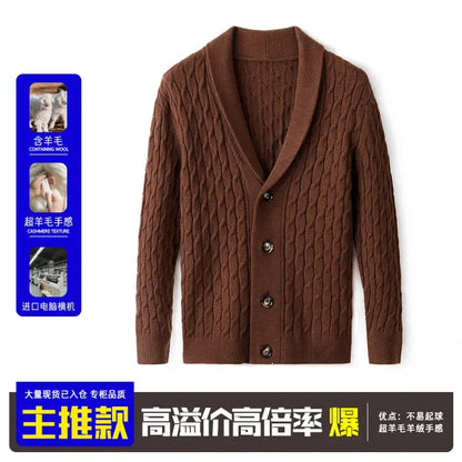 New Winter and Autumn Men's Wool Knitted Cardigan Trendy Loose-fitting Thick Style Pullover Casual Men's Clothing Coat Sweater