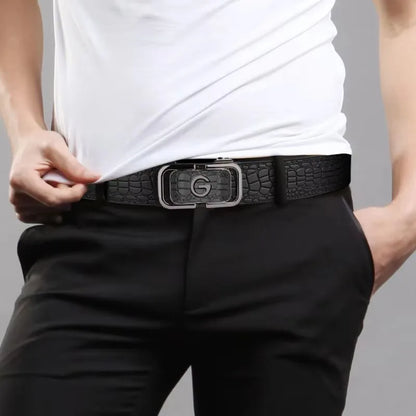 PAUL HUEMAN Stylish Men's PU Leather Belt - Fashion Belts  Business Automatic Buckle