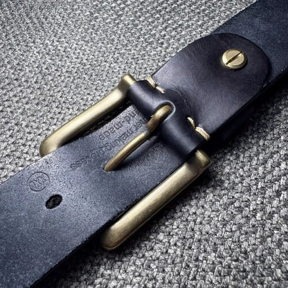 Extra Thick Genuine Leather Vintage Distressed Brass Pin Buckle Men's Belt Designer Lucky Tactical Personality Jeans Male Belt