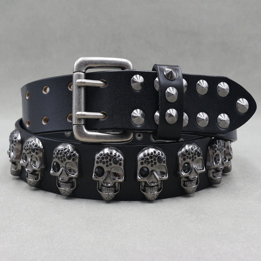 Heavy Metal Punk Belt Genuine Leather Hip Hop Belts For Men Cross Rivet Jeans belt male Strap Ceinture Homme designer belt