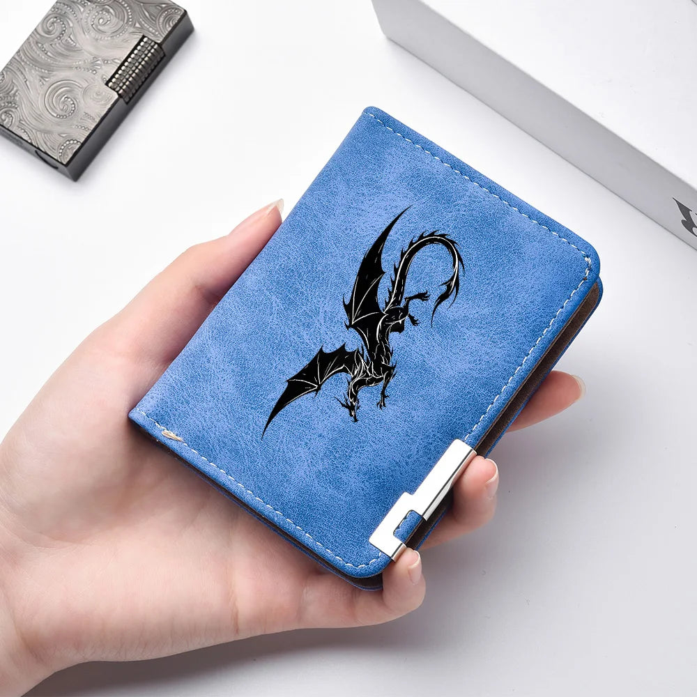 Men's Black Mini Wallet with Multiple Card Slots Dragon Pattern Simple Casual Design High-Quality Leather