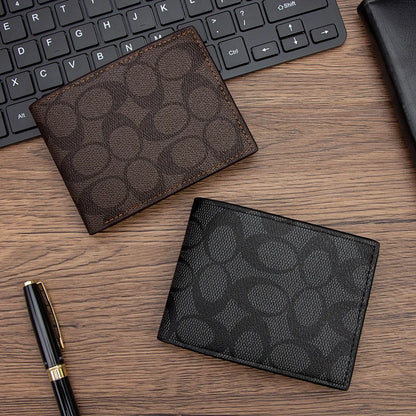 2026 Men's Fashion Retro Business Short Wallet Multi Card Slot Horizontal Portable Pu Leather Men's Wallet Card Holder Best Gift