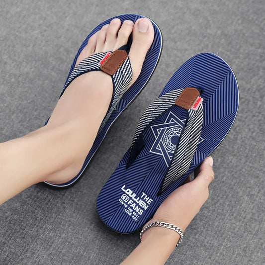 Men's Cotton Slippers Comfortable Breathable Home Footwear Soft Slip On Summer Sandals
