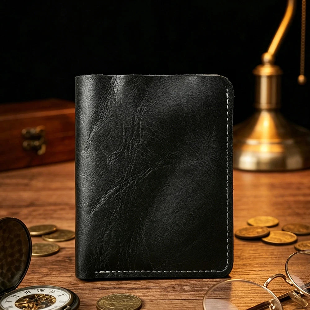 Vintage Genuine Leather Men Wallet High Quality Card Holder Large Capacity Durable Male Money Clips