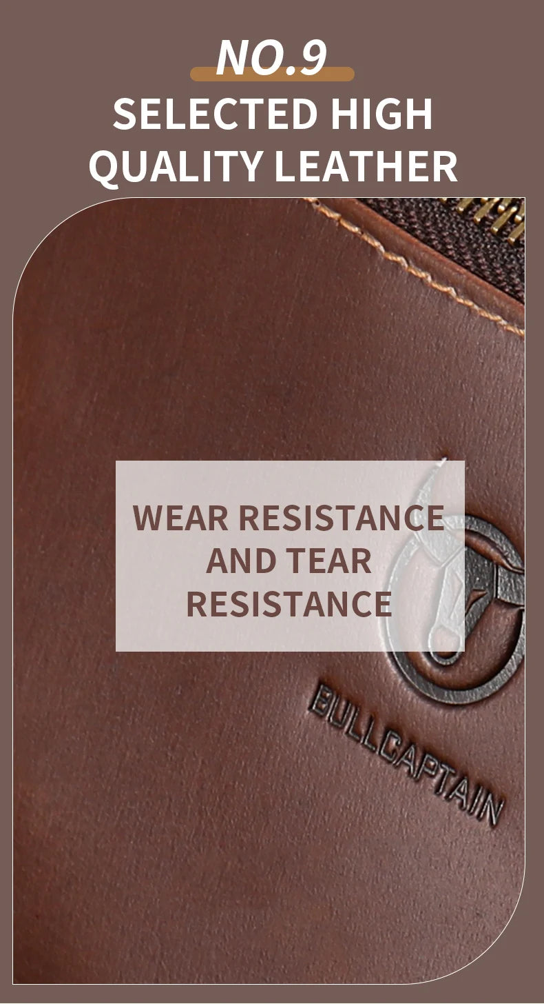 BULLCAPTAIN Men's Crazy Horse Leather Belt Bag Classic Retro Crossbody Bag Outdoor Storage Mountaineering Mobile Phone Bag