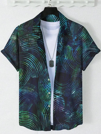 Fashion Men's Hawaiian Graphics Shirt Short Sleeved Button Down Lapel Shirt For Summer Oversized Tops  Casual Shirts For Men
