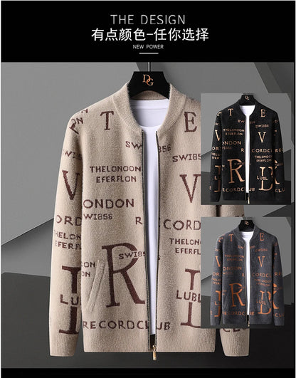 Autumn Fashion Knit Striped Cardigan Jacket Men Korean Sweaters Coat Men Clothing Designer Letter Cardigan Men Sweter De Hombre