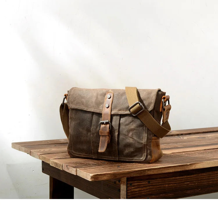 Retro crossbody bag casual canvas shoulder bag simple men's crossbody bag water-resistant men's bag horizontal Crossbody bag