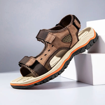 Brand Summer Men's Sandals Genuine Leather Men Slippers Gladiator Men Beach Sandals Soft Comfortable Outdoors Wading Shoes 38-47