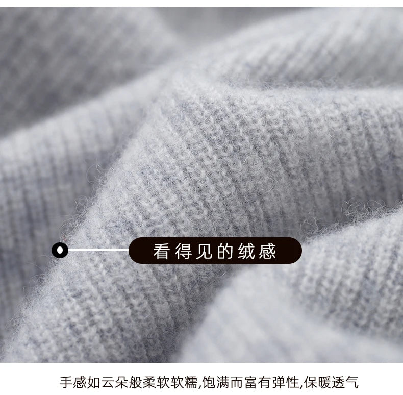 Men 100% Merino Wool Sweater Hooded Zipper Cardigan Autumn Winter Thickened Knit Large-size Jacket Long Sleeved Sportswear Coat