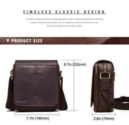 Fashion Crazy Horse Leather Men's Messenger Bag Flap Large Capacity Crossbody Bag Top Quality Shoulder Bag Sling Bag Tote