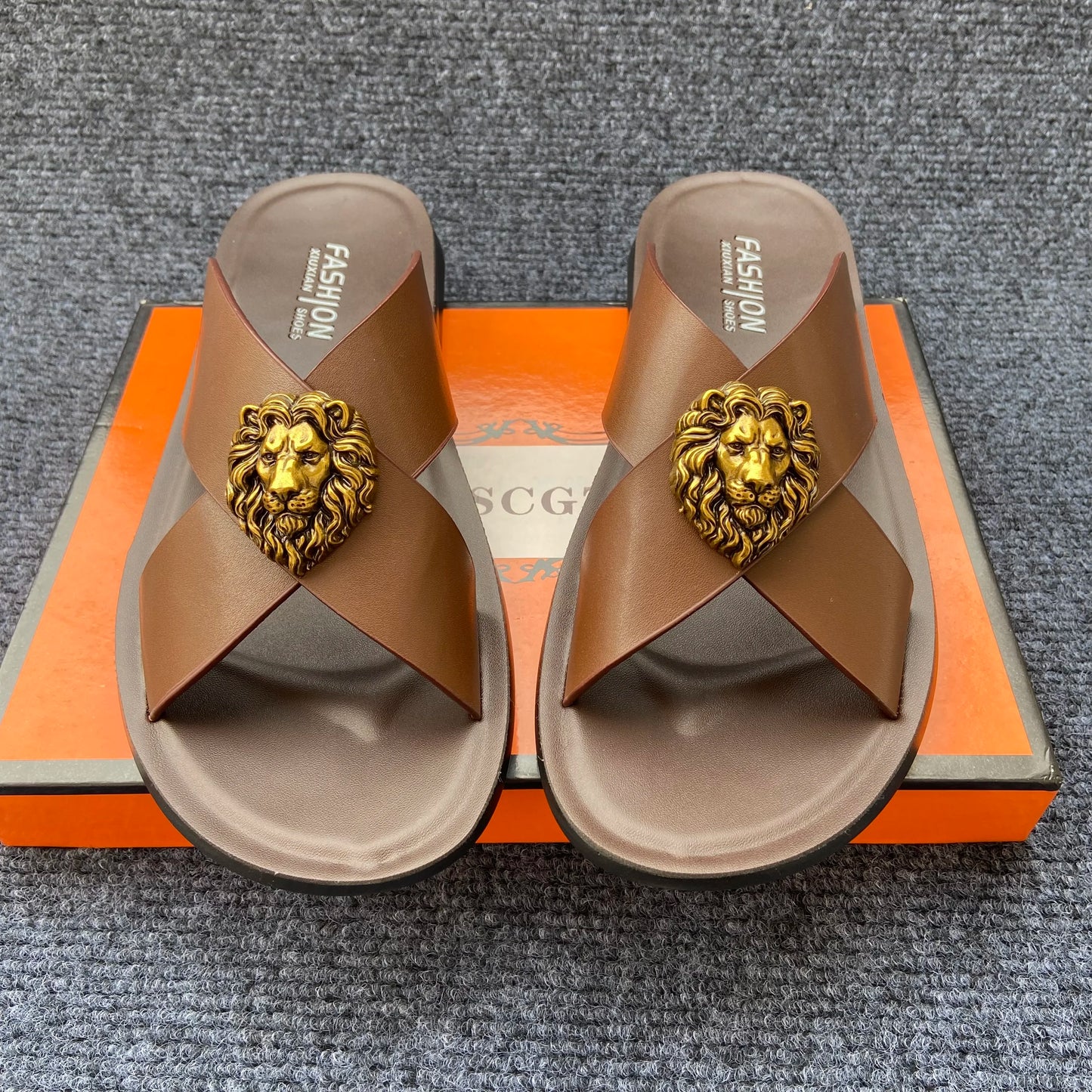 genuine leather slippers men original summer fashion Man slippers outdoor slides size 38-48 new brand designer shoes for man