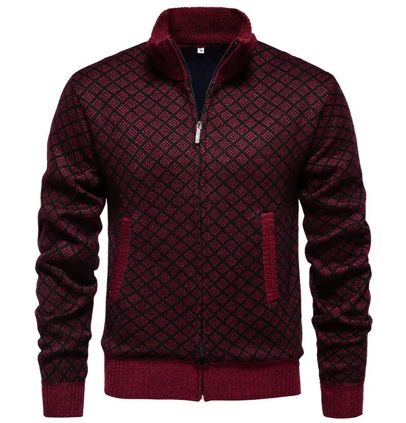 Men's knit sweater Korean version of the new trend of fall and winter casual collar sweater cardigan jacket men's clothing