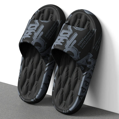 2026 Trendy Eva Graffiti Slides For Men And Women Soft Comfortable Black White Design Playful Patterns Casual Home Outdoor Wear