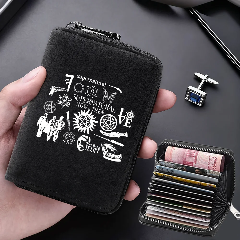 Supernatural Multifunctional Card Bag 11 Cards Slot Credit Card Holder Anti Demagnetization Wallets Cover Zipper Wallet for Men