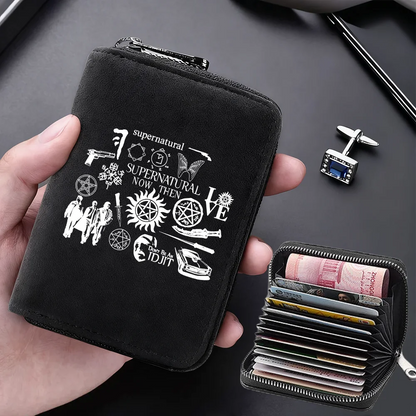 Supernatural Multifunctional Card Bag 11 Cards Slot Credit Card Holder Anti Demagnetization Wallets Cover Zipper Wallet for Men