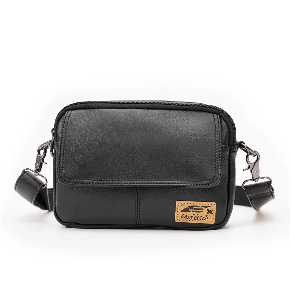 Vinatge Men's Crossbody Bag Soft PU Leather Shoulder Bag For Men Fashion Square Crossbody Messenger Bag Flap Zipper Satchels