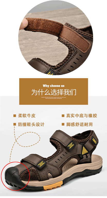 Summer Men Sandals Genuine Leather Mens Casual Shoes Outdoor Men Leather Sandals for Men Beach Shoes Roman mens Shoes
