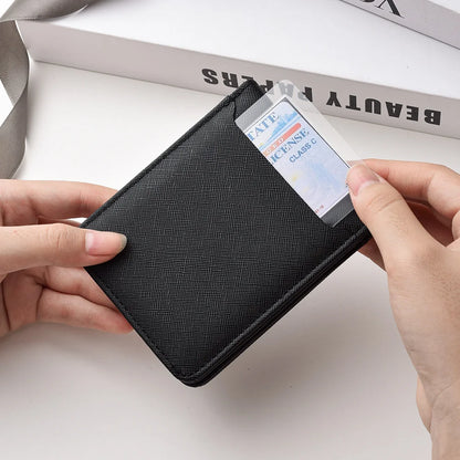 Men's Leather Simple Double-sided Wallet, Short Style, Casual Jesus Pattern, Thin Card Case, Men's Money Clip