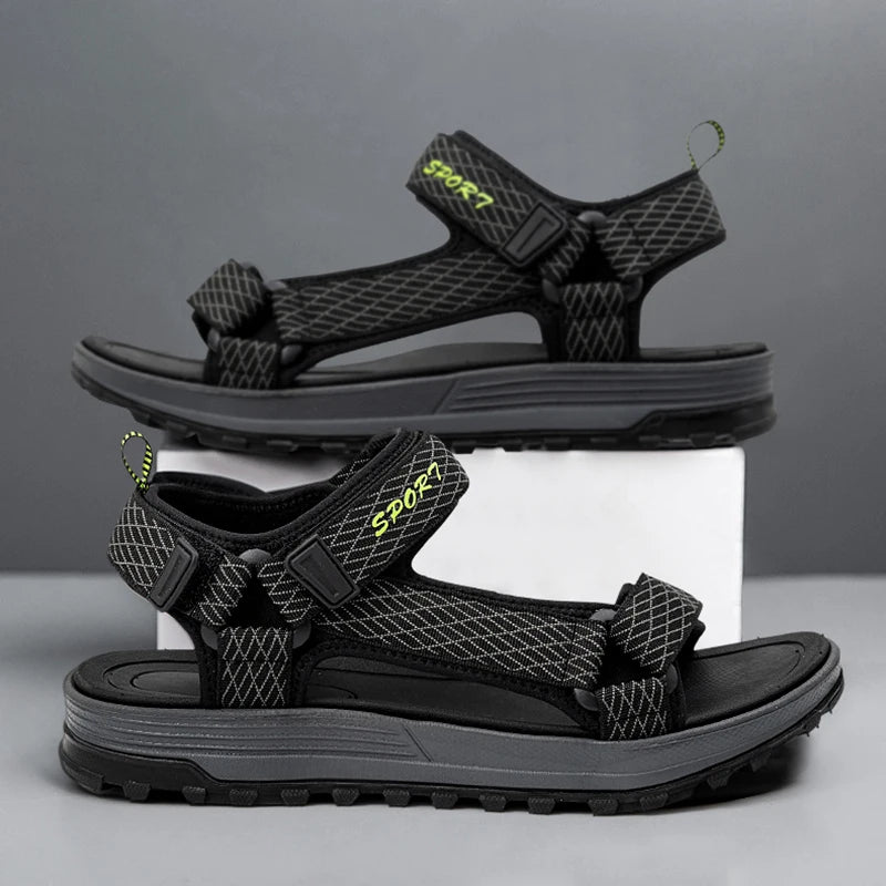 Summer Outdoor Sport Men Sandals Open Toe Breathable Casual Beach Shoe Black Antiskid Fashion Walking Sandalias