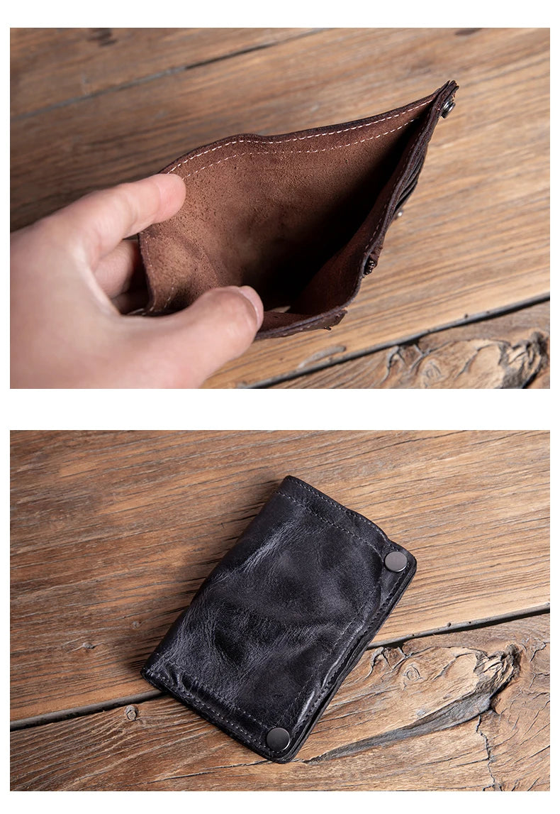 GURO High Quality Men Genuine Leather Wallet Vintage Bifold Money Clip Credit Card Holder Luxury Design with Zipper Coin Pocket