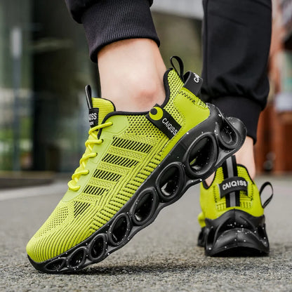 Men's Casual, Fashionable and Comfortable Shock-Absorbing Blade Shoes, Breathable Lace-Up Non-Slip Shoes, Suitable for Jogging, Daily Wear, Gym