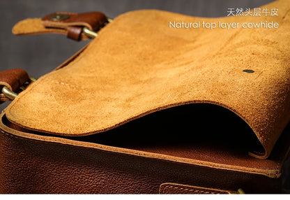 NUKA High Quality Top-Grain Cowhide Crossbody Bag Retro Unisex Messenger Bag Luxury Shoulder Bag Genuine Leather Cambridge Bags