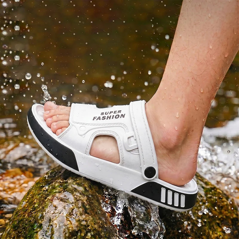 2026 Summer Outdoor Waterproof Slippers Men Eva Soft Lightweight Platform Beach Sandles Male Thick Sole Non Slip Fishing Slides